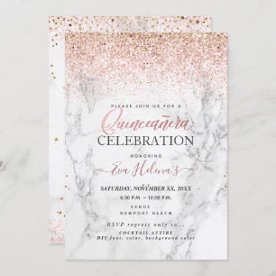 Quinceañera, geschrieben in der Star, Marble+Rose Einladung