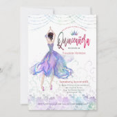 Quinceanera Glam Lilac Blue Dancer String Lights Einladung (Vorderseite)
