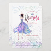 Quinceanera Glam Lilac Blue Dancer String Lights Einladung (Vorne/Hinten)