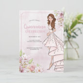 Quinceañera Glamour Girl Birthday Einladung (Stehend Vorderseite)