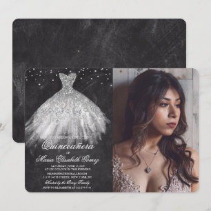 Quinceanera Glitter-Kleid Diamant Kreide Einladung