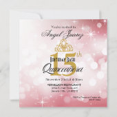 Quinceanera Glitzer Ball Gown | rosane Einladung (Rückseite)