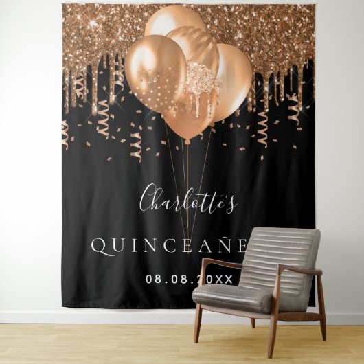 Quinceanera-Glitzer-Ballone Wandteppich (Beispiel)