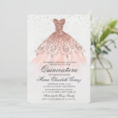 Quinceanera Glitzer Dress Diamond Einladung (Stehend Vorderseite)