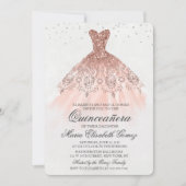 Quinceanera Glitzer Dress Diamond Einladung (Vorderseite)