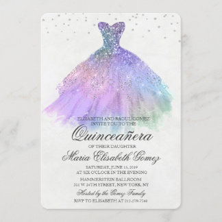 Quinceanera Glitzer Dress Diamond Einladung