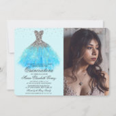 Quinceanera Glitzer Dress Diamond Foto Einladung (Vorderseite)
