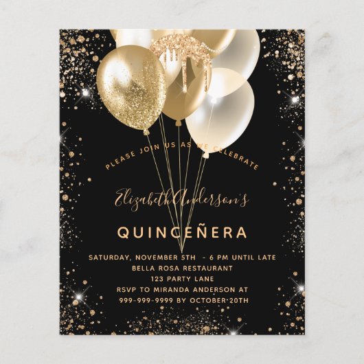 Quinceanera-Glitzer Flyer (Vorne)