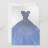 Quinceañera , Glitzer gegossen, Navy Blue Einladung (Rückseite)