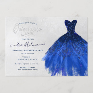 Quinceañera , Glitzer gegossen, Navy Blue Einladung