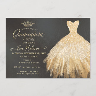Quinceañera , Glitzer Gourmet, Imitate Gold Einladung