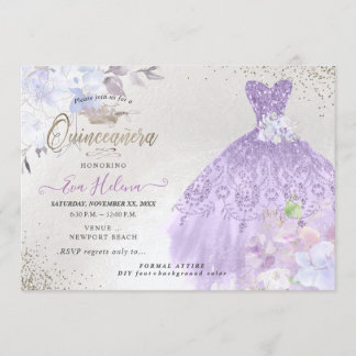 Quinceañera Glitzer Gown Dusty Lila Lilac Einladung