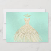 Quinceañera , Glitzer Gown, Imitate Gold+Minte Einladung (Rückseite)