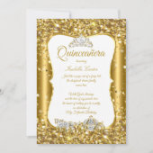 Quinceanera Glitzer Märchengladengartiges Gold Car Einladung (Vorderseite)