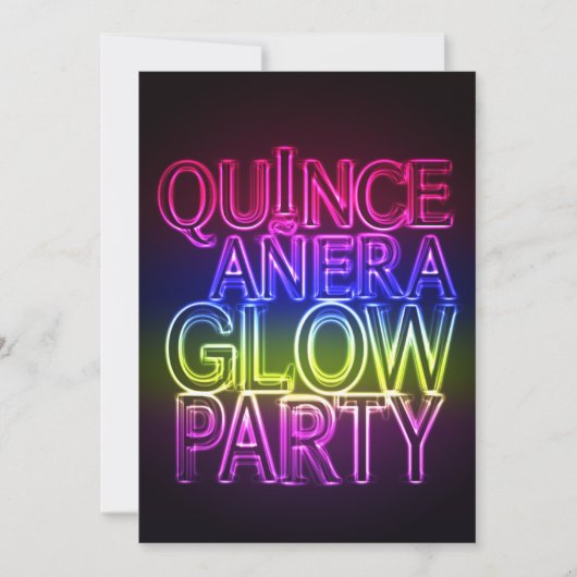 Quinceanera GLOW PARTY Geburtstag Einladung (Vorderseite)
