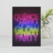 Quinceanera GLOW PARTY Geburtstag Einladung (Stehend Vorderseite)