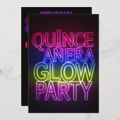 Quinceanera GLOW PARTY Geburtstag Einladung (Vorne/Hinten)
