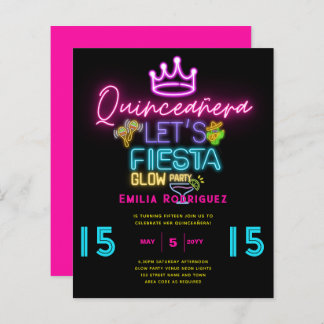 QUINCEAÑERA Glow Party Invitación Fiesta de Neón