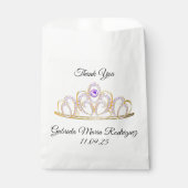 Quinceañera Gold Amethyst Tiara Favor Bag Geschenktütchen (Vorderseite)