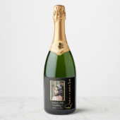 Quinceanera Gold Black Foto Sparkling Wine Label Schaumweinetikett (Vorderseite)