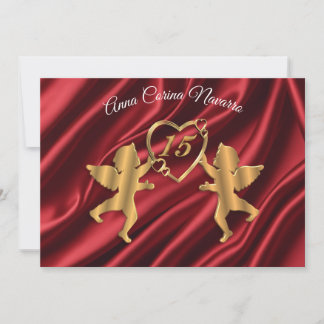 Quinceanera Gold Cupids zum 15. Geburtstag Einladung