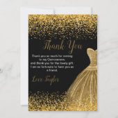 Quinceanera Gold Dress Faux Glitter Dankeskarte (Vorderseite)