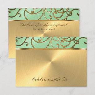 Quinceañera Gold Filigree Wirbel Einladung