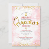 Quinceañera Gold Foil Blush Pink Aquarellfarben Ch Einladung (Vorderseite)