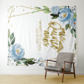 Quinceanera Gold Foil Dusty Blue Floral Hintergrun Wandteppich (Beispiel (Horizontal))