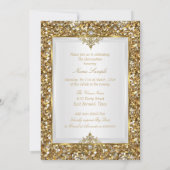 Quinceanera Gold Glitzer White Pearl Tiara 2 Einladung (Rückseite)