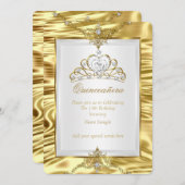 Quinceanera Gold Imitate Fossilienmuseum Tiara Einladung (Vorne/Hinten)