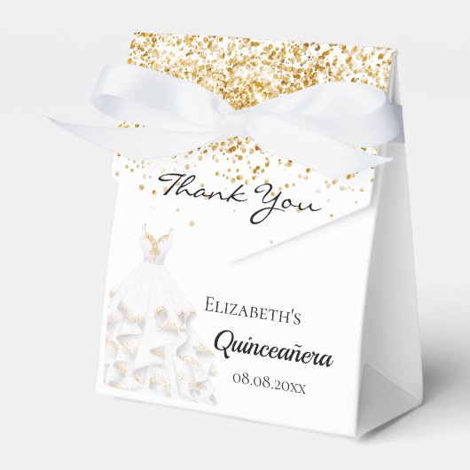 Quinceanera Gold Kleid Vielen Dank Geschenkschachtel (Vorderseite)