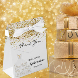 Quinceanera Gold Kleid Vielen Dank Geschenkschachtel