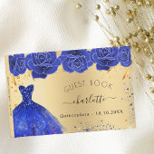 Quinceanera Gold königsblauen Kleid Blume Glitzer Gästebuch