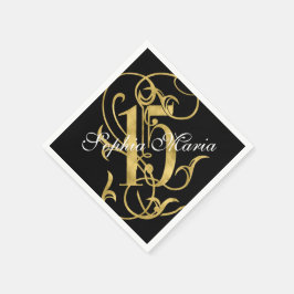 Quinceanera Gold Leaf Look Verziert 15 Farben Serviette