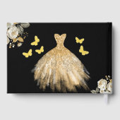 Quinceañera Gold Prinzessin Blumenschmetterlinge Gästebuch (Rückseite)