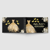 Quinceañera Gold Prinzessin Blumenschmetterlinge Gästebuch (Voll)