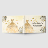Quinceañera Gold Prinzessin Blumenschmetterlinge Gästebuch (Voll)