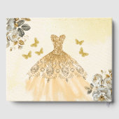 Quinceañera Gold Prinzessin Blumenschmetterlinge Gästebuch (Rückseite)
