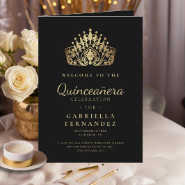 Quinceañera Gold Schwarze Prinzessin Tiara Crown Programm