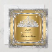 Quinceanera Gold Silver Diamond Tiara 15. Party Einladung (Vorderseite)