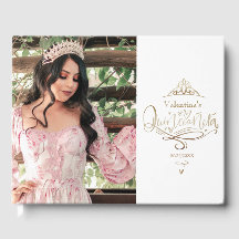 Quinceañera Gold Weiß Foto-Gästebuch