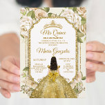 Quinceanera Gold & White Floral Geburtstagskrone Einladung<br><div class="desc">Quinceanera Gold & White Floral Geburtstagskrone Einladung Mis Quince Anos,  15. Geburtstag, </div>