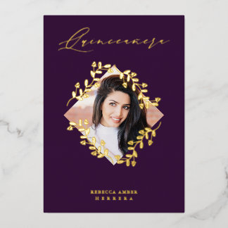 Quinceañera Golden Diamond Wildflowers Photo Folieneinladung