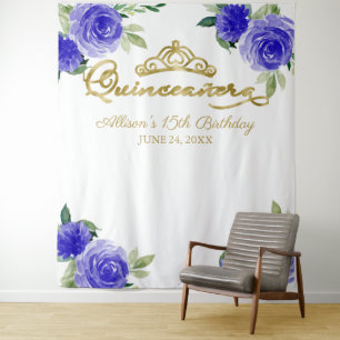 Quinceanera Goldene Foil Tiara Wandteppich