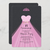 Quinceañera Gown Geburtstagsparty Einladung (Vorne/Hinten)