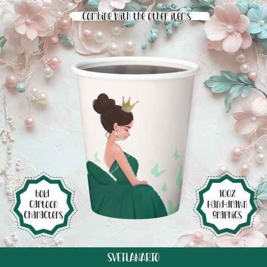 Quinceañera Green Eleganess Princess Paper Cup Pappbecher