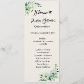 Quinceanera green floral double side program card  programm (Vorderseite)