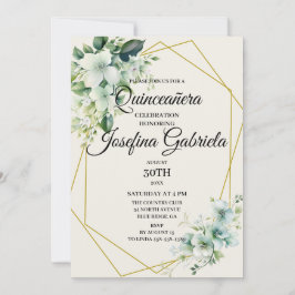 Quinceañera Green floral Invitation Einladung