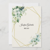 Quinceañera Green floral Invitation Einladung (Rückseite)